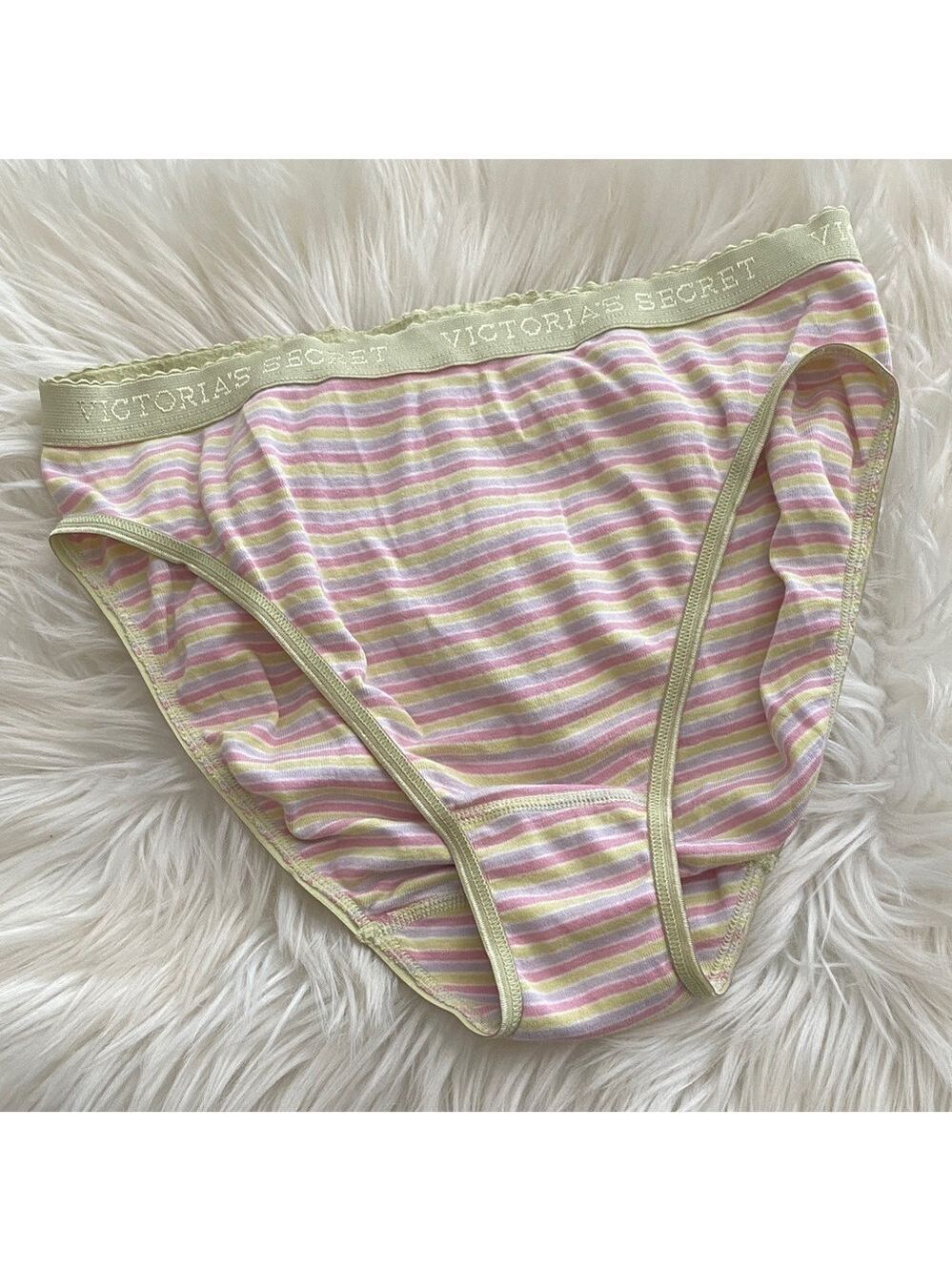 Victoria's Secret Vintage striped brief- Pink and Light Green